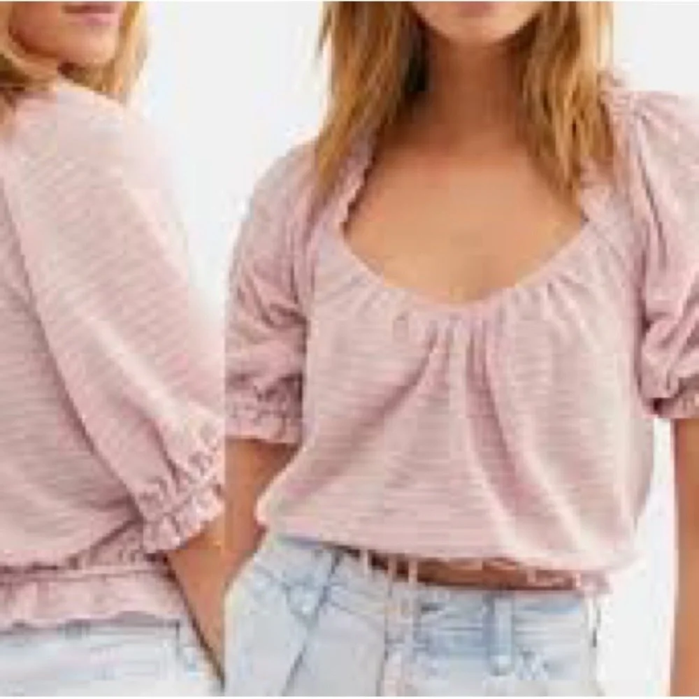 Dorothy Women's Pink Scoop Neck Peasant Crop Top EUC